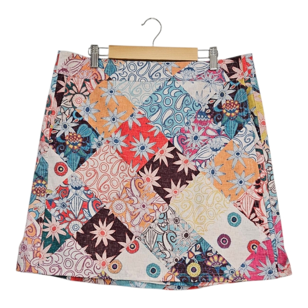 Rip Skirt Floral Patchwork Hook And Loop Quick Dry Wrap Skirt Size Large